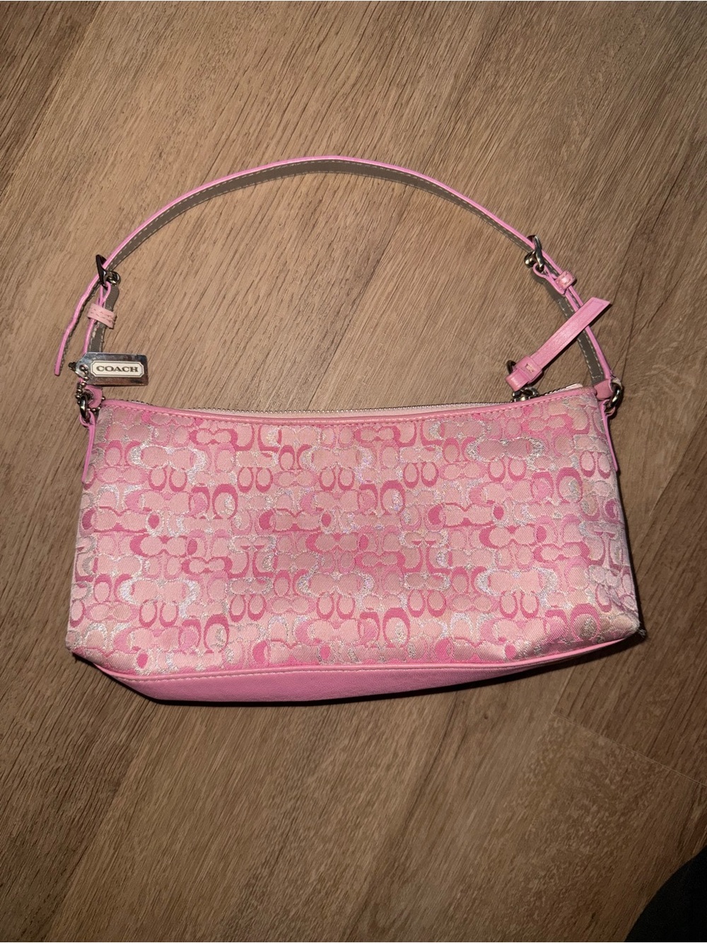 Coach Pink Signature Jacquard Clutch Wristlet